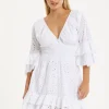 White Broderie Ruffle Mini Dress