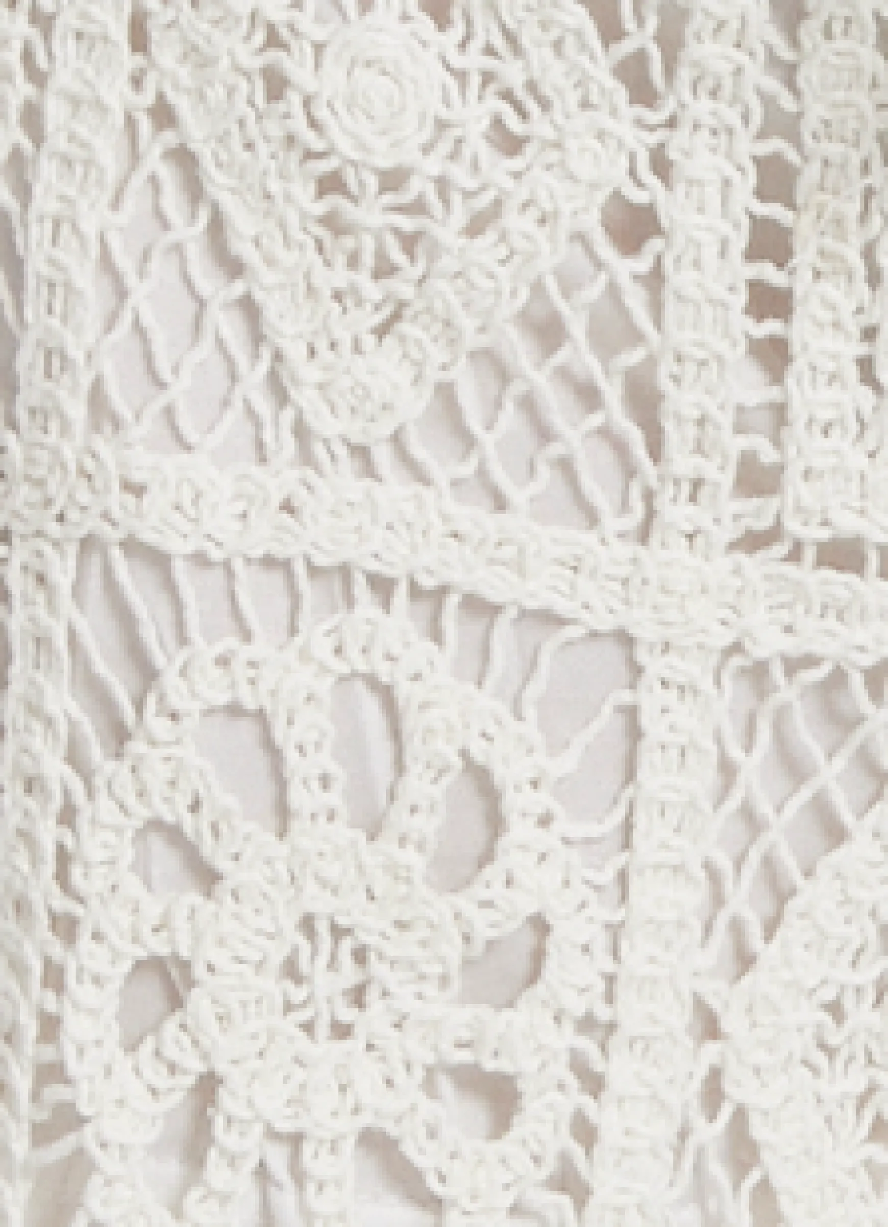 White Crochet Wide Leg Trousers