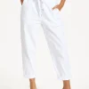 White Cropped Drawstring Trousers
