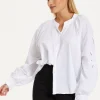 White Cut-Out Sleeve Blouse
