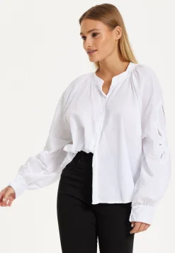White Cut-Out Sleeve Blouse