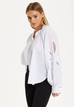 White Cut-Out Sleeve Blouse