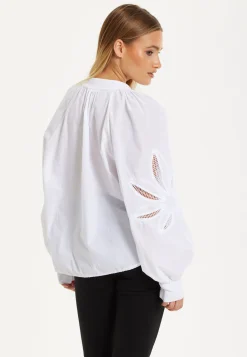 White Cut-Out Sleeve Blouse