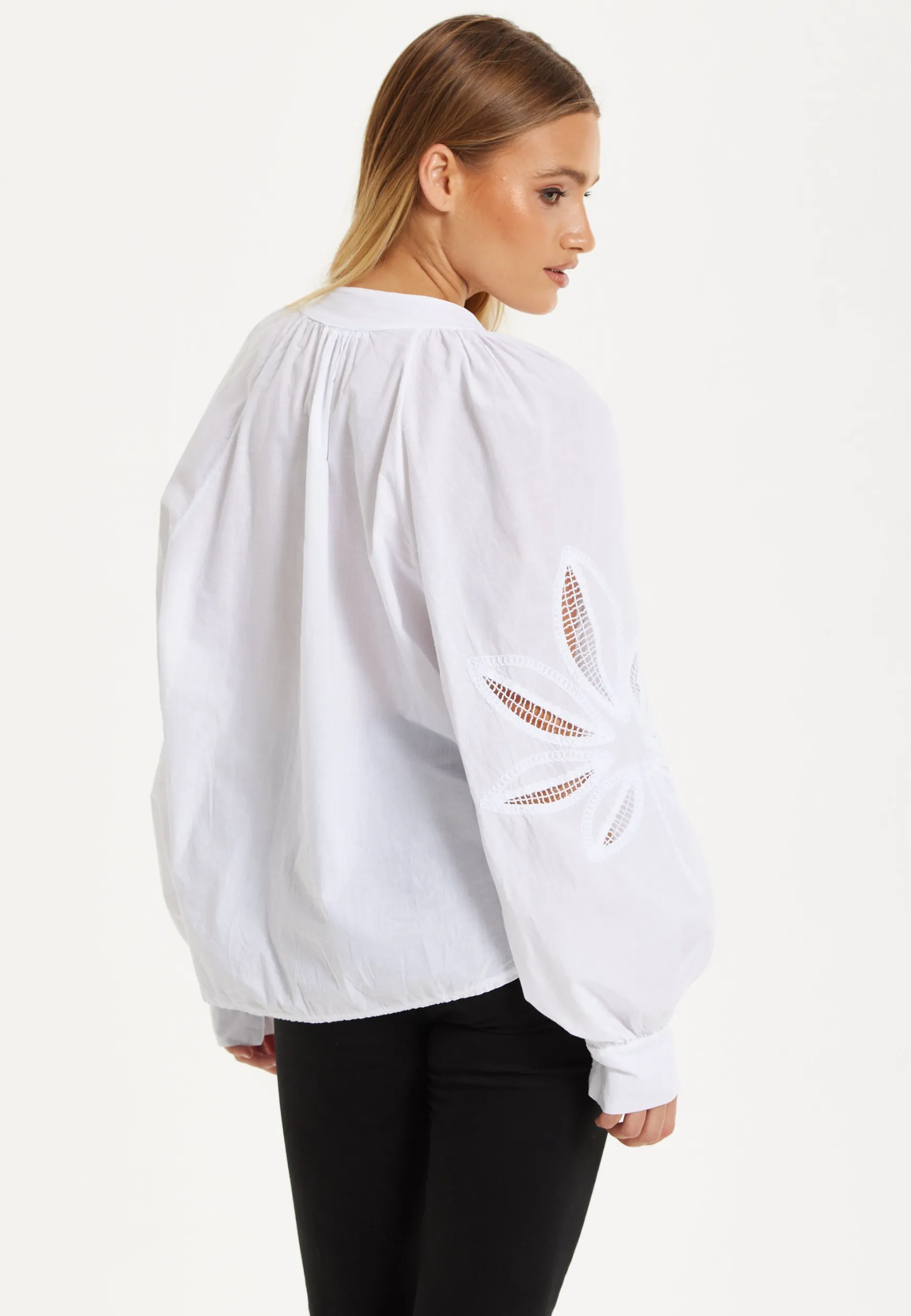White Cut-Out Sleeve Blouse