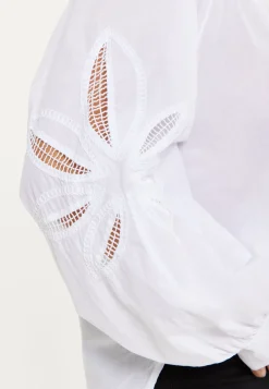 White Cut-Out Sleeve Blouse