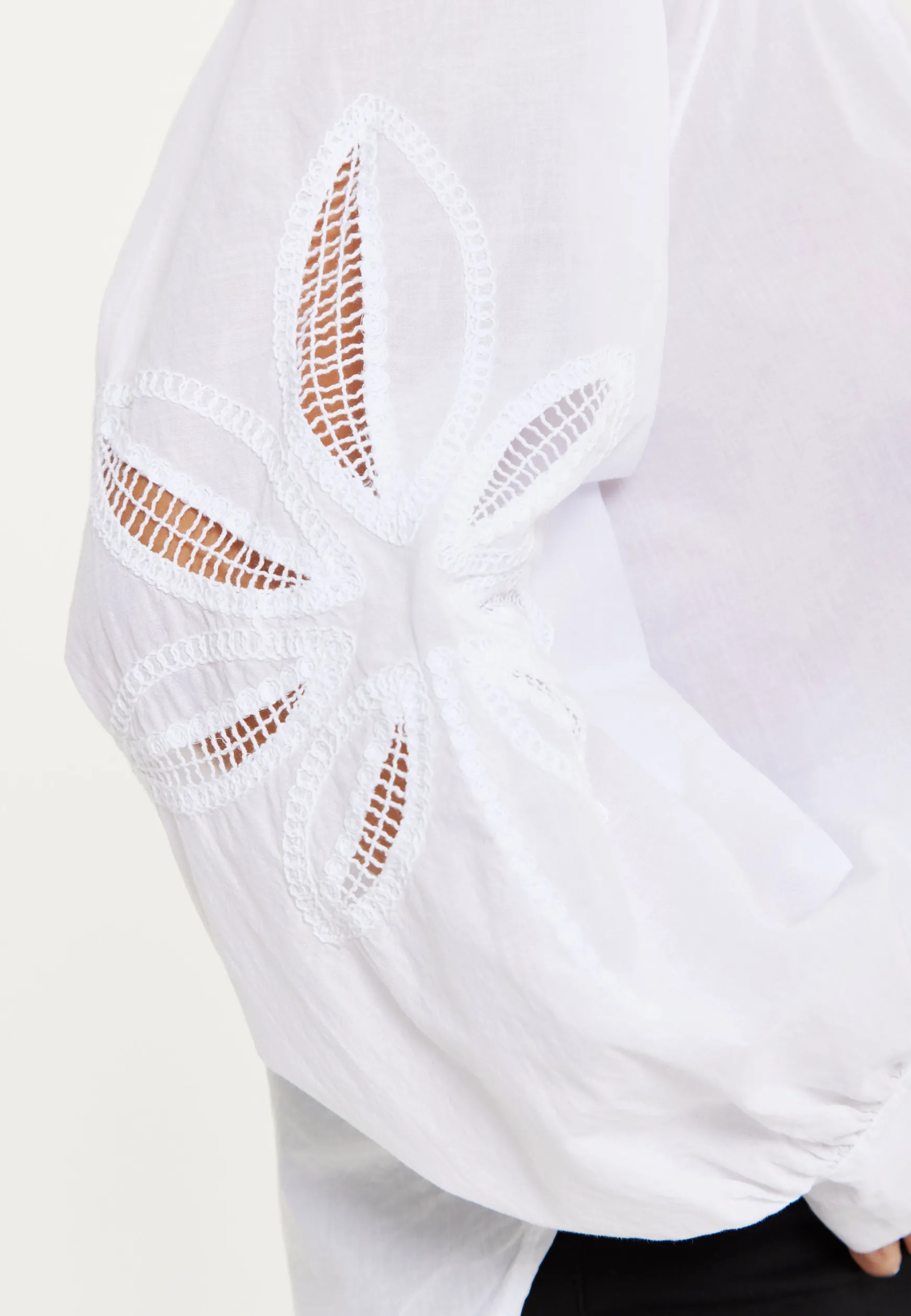 White Cut-Out Sleeve Blouse