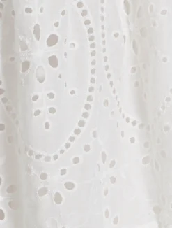 White Embroidered Lace Maxi Skirt