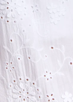 White Embroidered Wide Leg Trousers
