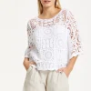 White Knitted Crochet Lace Top