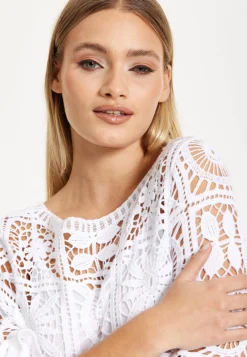 White Knitted Crochet Lace Top