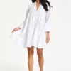 White Tiered Button Front Mini Dress