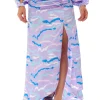 Women's Abstract Print Gathered Front Slit Maxi Skirt - Regular Fit, 100% Polyester, in Stunning Colors - Liquorish