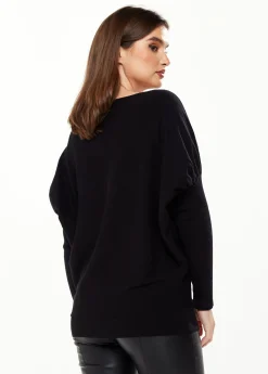 Women's Black Long Sleeve Jumper with Sparkly Zebra Star - Divine Grace