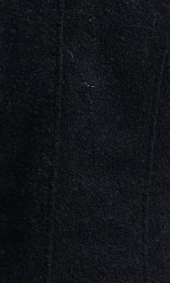 Women's Black Wool Biker Jacket with Long Sleeves and Fur Trim Collar - Liquorish