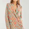 Women's Blazer - Relaxed Orange Scribble Print with Padded Shoulders, Co-ord Set, Liquorish