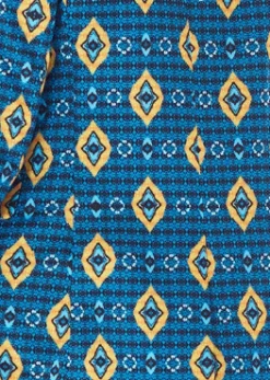 Women's Blazer in Blue, Yellow & Navy with Geometric Pattern, Tailored Fit, 1 Button Closure, Liquorish