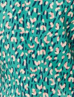 Women's Blazer in Green with Padded Shoulders and All-Over Stroke Print - Liquorish