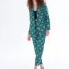 Women's Blazer in Green, Yellow & Navy with Tailored Fit, Geometric African Print - Liquorish