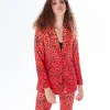 Women's Blazer in Orange Ombre with Full-Length Sleeves and Black Leopard Print Detail - Liquorish