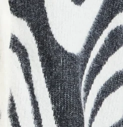 Women's Cardigan - Fluffy Black and White Cropped with Long Sleeves, Button-Up Design, by Liquorish