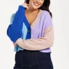 Women's Cardigan in Cool Tones with Ribbed Texture, Full-Length Sleeves, Cropped Fit - Liquorish