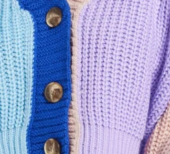 Women's Cardigan in Cool Tones with Ribbed Texture, Full-Length Sleeves, Cropped Fit - Liquorish