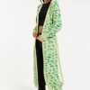 Women's Cardigan in Green Animal Print with Longline Design and Front Pockets - Liquorish
