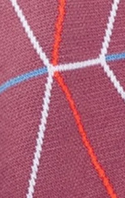 Women's Cardigan in Mulberry & Blue with Oversized Geometric Pattern and Contrasting Details by Liquorish