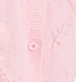 Women's Cardigan Pink Floral Short Sleeve Knitted with Button-Down Front, Chic Comfort by Liquorish