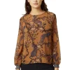 Women's Cheetah Print Long Sleeve Top in Grey with Elasticated Cuffs - Regular Fit, Stylish and Comfortable