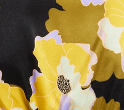 Women's Earth Tone Floral Print Structured Crop Top with Long Sleeves, V-Neckline, and Hook & Eye Fastenings