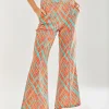 Women’s Flare Trousers in Orange with All Over Print - Tailored Fit - Statement Style by Liquorish