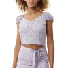 Women's Floral Button Up Front Top In Lilac - Button front, Deep V neck, Elasticated back, Regular fit, Perfect for summer.
