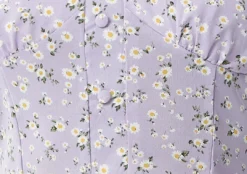 Women's Floral Button Up Front Top In Lilac - Button front, Deep V neck, Elasticated back, Regular fit, Perfect for summer.