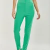 Women's Green Skinny Trousers with Zip Closure, Ankle Length Fit, Plain Design for Chic Style and Comfort