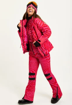 Women's Jacket in Pink Zebra Print with Thumbhole Cuffs and Adjustable Toggle Collar - Liquorish