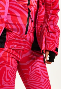 Women's Jacket in Pink Zebra Print with Thumbhole Cuffs and Adjustable Toggle Collar - Liquorish