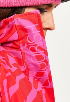 Women's Jacket in Pink Zebra Print with Thumbhole Cuffs and Adjustable Toggle Collar - Liquorish