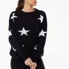 Women's Jumper in Black & White with Full-Length Sleeves and Uplifting Star Pattern by Liquorish
