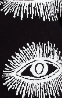 Women's Jumper in Black with Long Sleeves and Eye Pattern Design by Liquorish