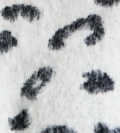 Women's Jumper with Fluffy Leopard Print in Black and White, Turtle Neck, Long Sleeves, Regular Fit