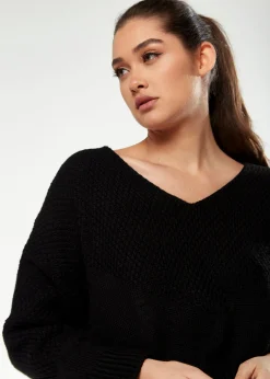 Women's Jumper with Full-Length Sleeves in Black - Liquorish V-Neck Design for Classic Elegance and Comfort