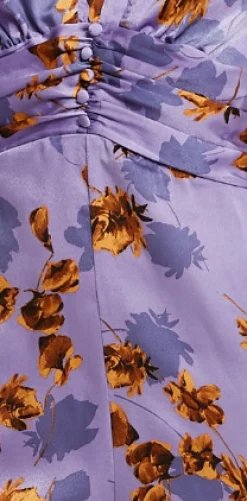 Women's Jumpsuit - Purple Floral Wide Leg with Angel Sleeves and Front Buttons by Liquorish