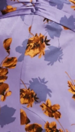 Women's Jumpsuit - Purple Floral Wide Leg with Angel Sleeves and Front Buttons by Liquorish