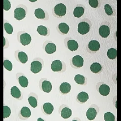 Women's Jumpsuit in White with Green Polka Dots, V Neck, Short Sleeves, Wide Legs - Liquorish