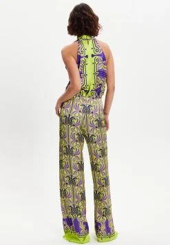 Women's Jumpsuit with V Neck, Wide Palazzo Legs, Elasticated Waist, Regular Fit, Printed Design - Liquorish