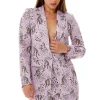 Women's Lilac Animal Print Blazer with Padded Shoulders - Tailored Fit, by Liquorish