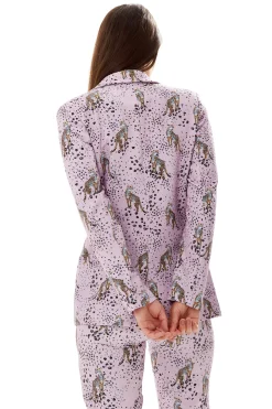 Women's Lilac Animal Print Blazer with Padded Shoulders - Tailored Fit, by Liquorish