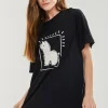 Women's Llama Oversized T-Shirt in Black - Short Sleeves, Unique Pattern, S-12 Sizes Available