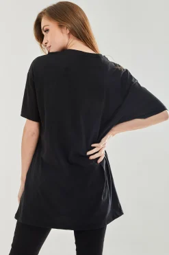 Women's Llama Oversized T-Shirt in Black - Short Sleeves, Unique Pattern, S-12 Sizes Available